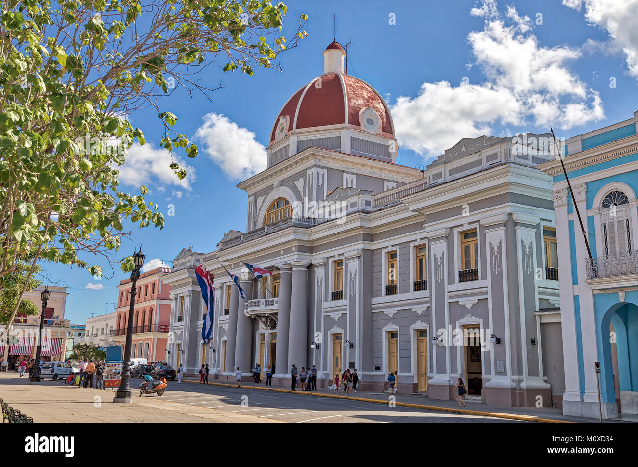 Town Hall Profilo Cienfuegos, Cuba Foto Stock