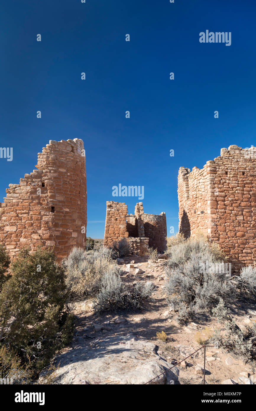 Hovenweep National Monument, Utah - Hovenweep Castello, parte della torre quadrata Gruppo di rovine Anasazi situato intorno al piccolo rovina Canyon. La maggior parte delle Foto Stock