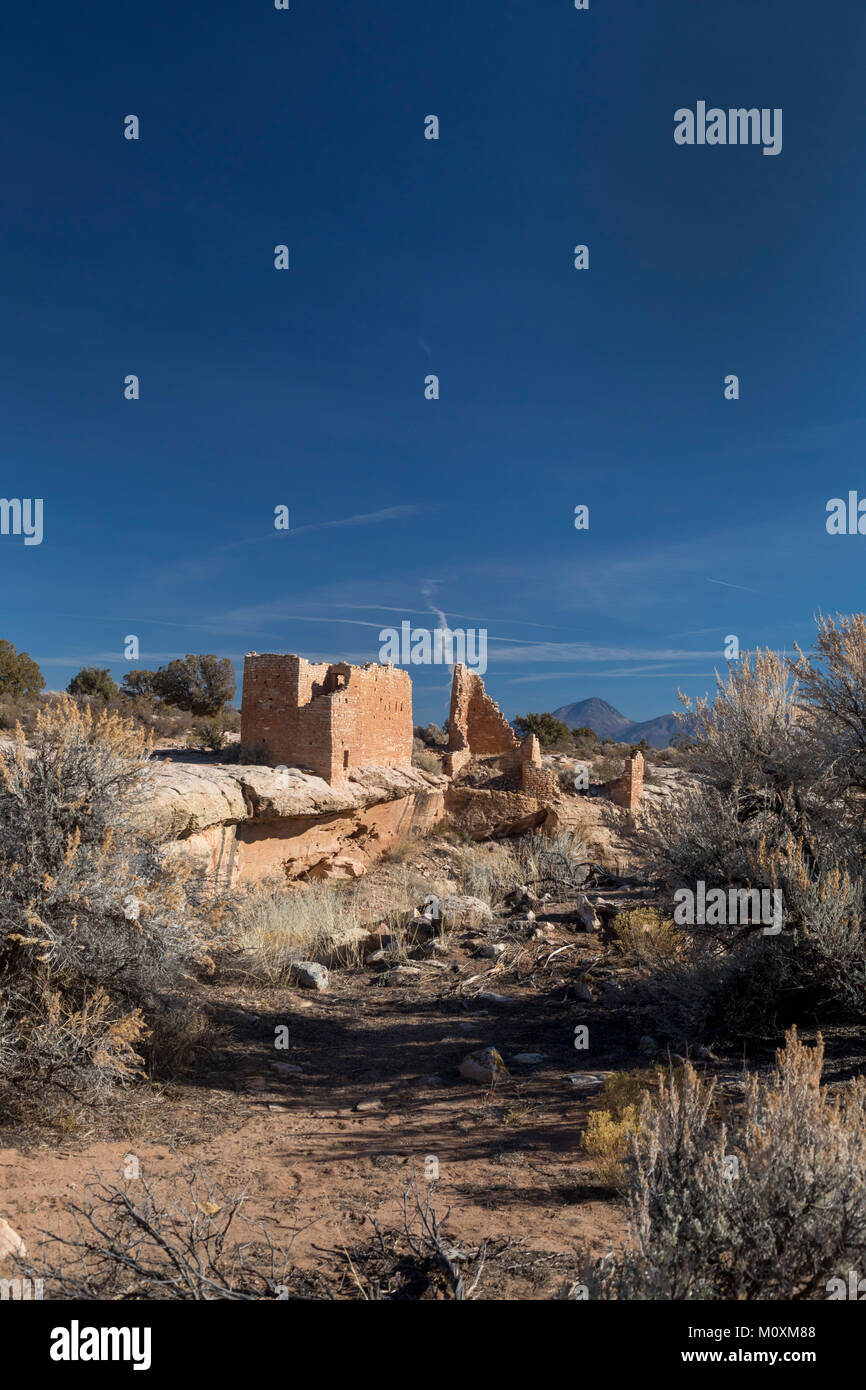 Hovenweep National Monument, Utah - Hovenweep Castello, parte della torre quadrata Gruppo di rovine Anasazi situato intorno al piccolo rovina Canyon. La maggior parte delle Foto Stock