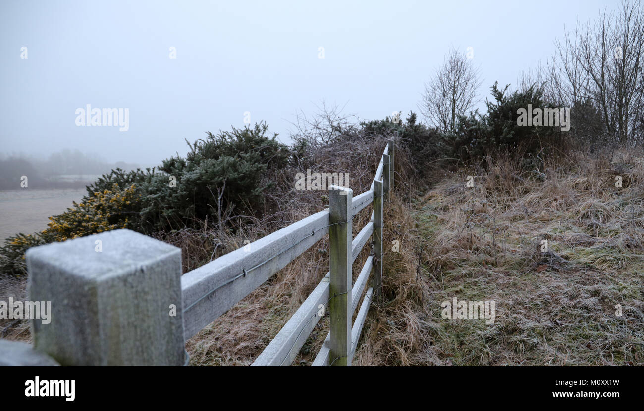 Frosty scena nel Derbyshire Foto Stock