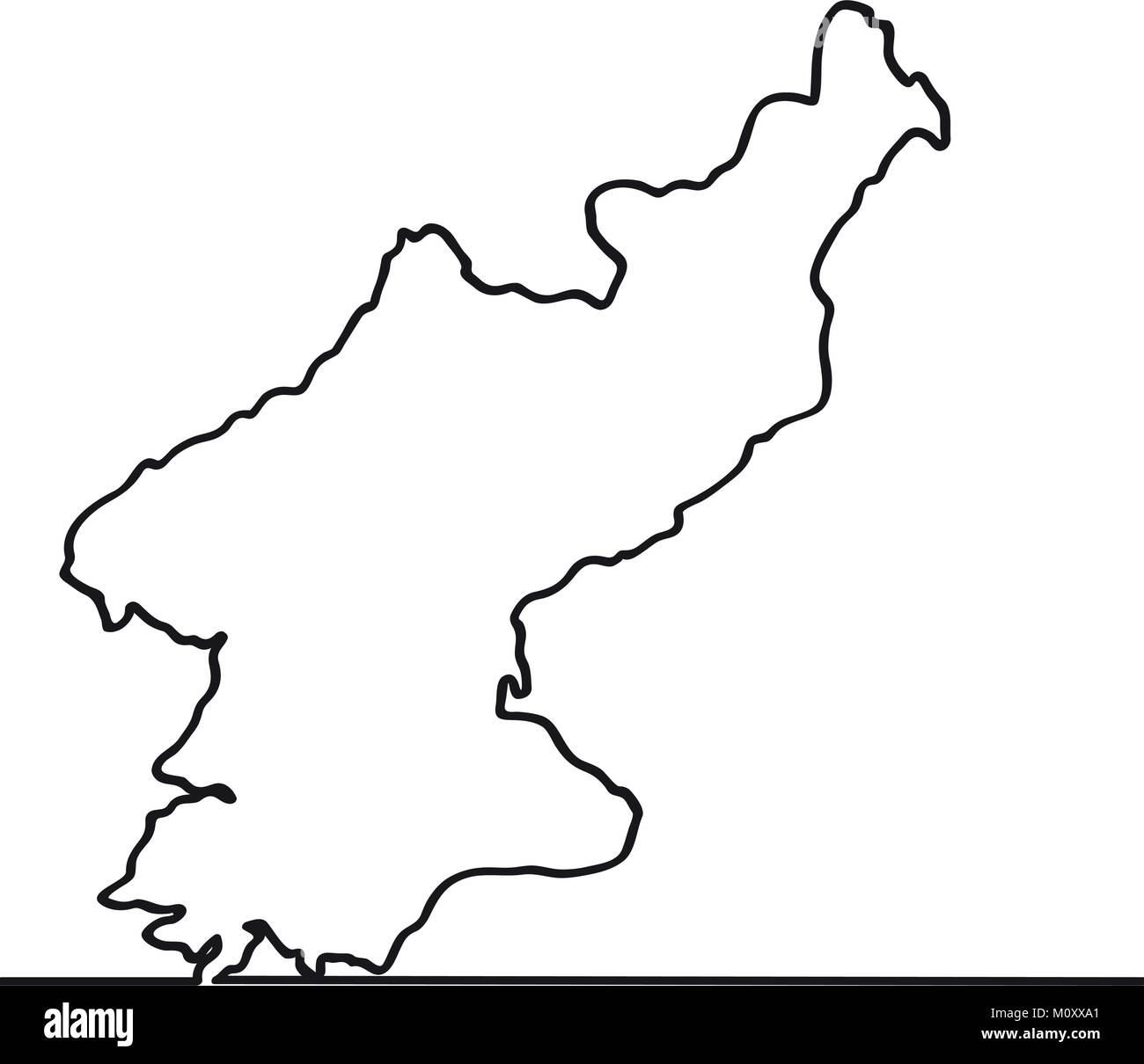 Mappa della Corea del Nord. Linea continua Illustrazione Vettoriale