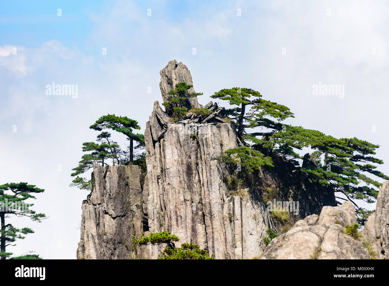 Huangshan, Cina. Escursionismo Il giallo montagne, Huangshan, Cina. Credito: Benjamin Ginsberg Foto Stock