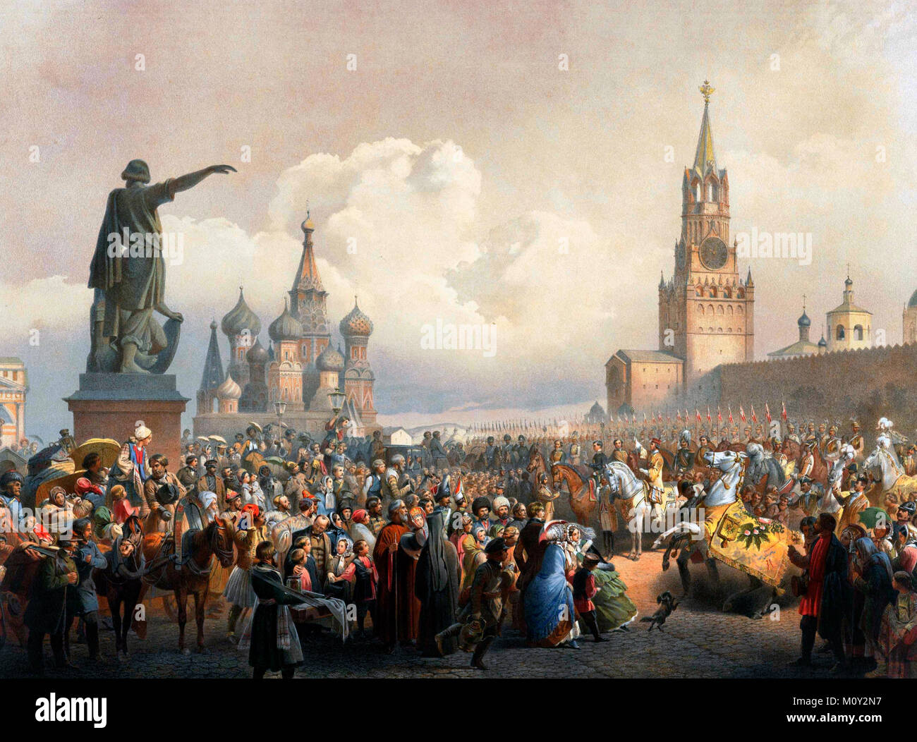 Annuncio della incoronazione giorno sulla piazza Rossa - Alessandro II di Russia Vasily Timm Foto Stock