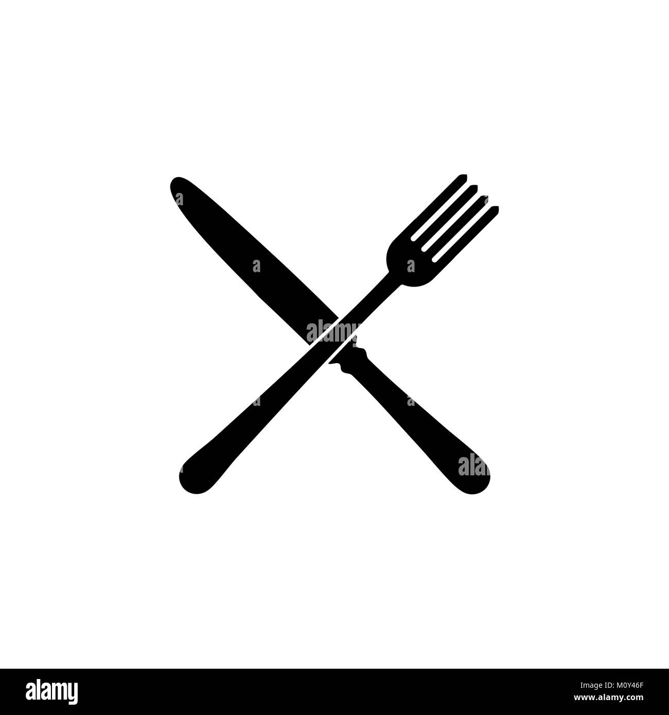 Coltello e forchetta ristorante icona. Illustrazione Vettoriale