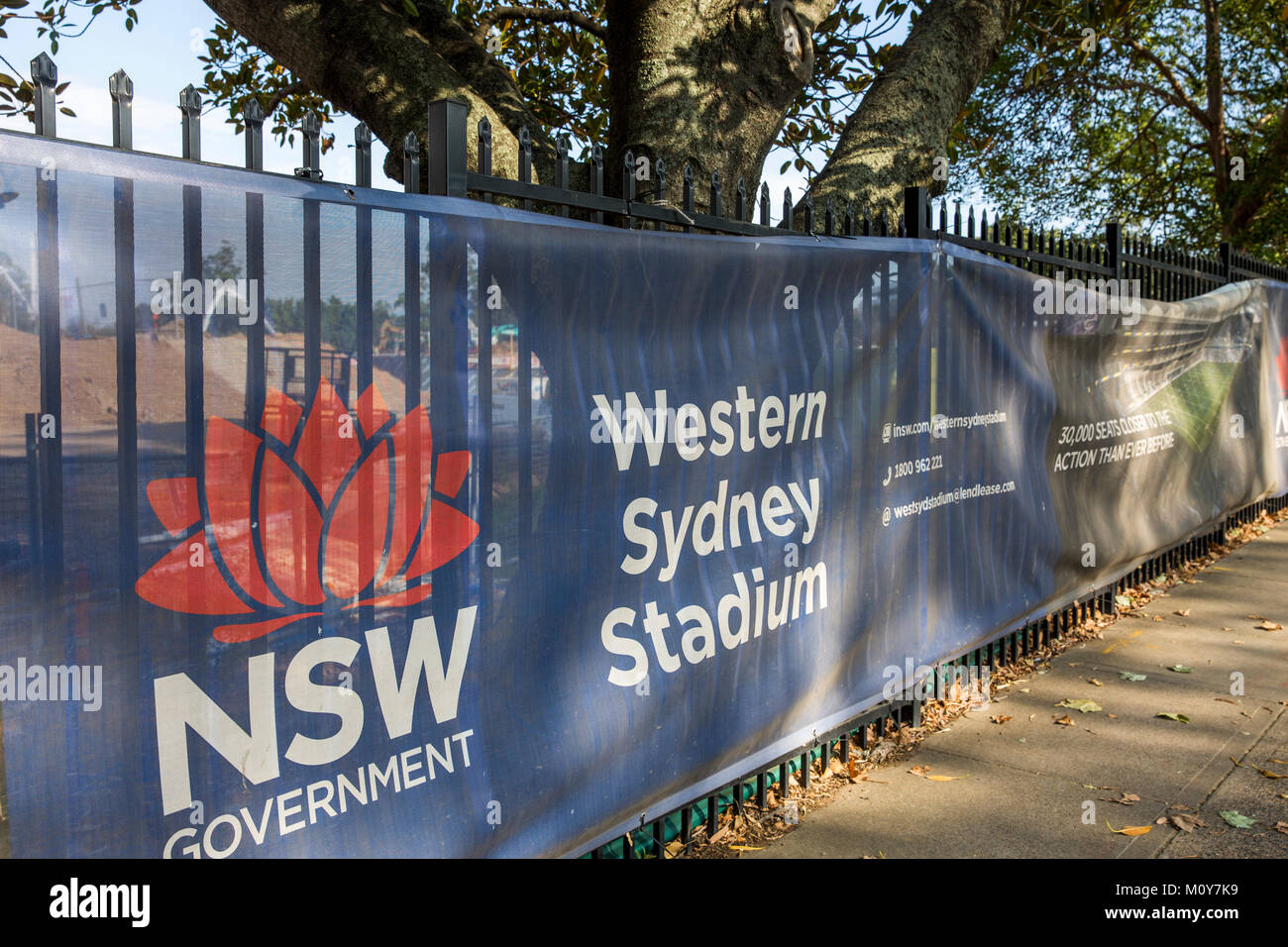 Il Governo del NSW è in costruzione nuovi 30000 sede western sydney stadium sul sito dell'ex Parramatta piscina, Sydney, Australia Foto Stock