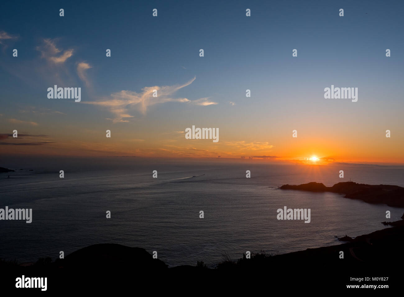 La baia di San Francisco Sunset Foto Stock