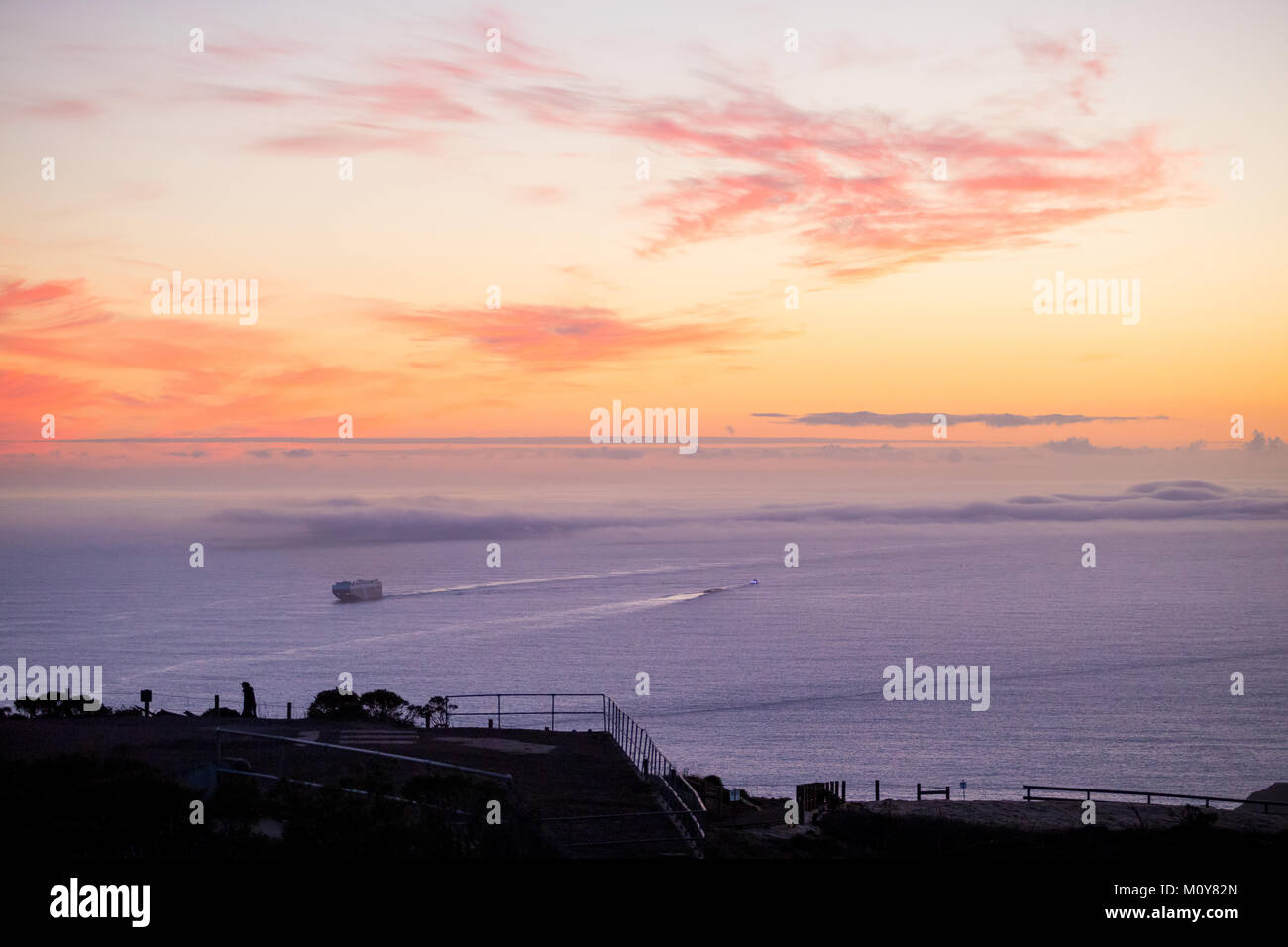 La baia di San Francisco Sunset Foto Stock