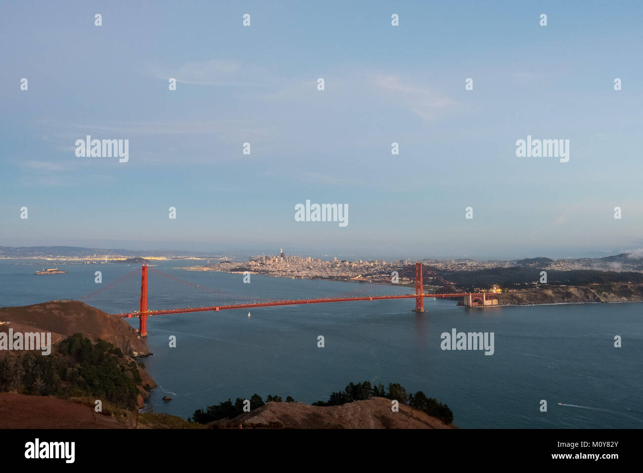 La baia di San Francisco Sunset Foto Stock