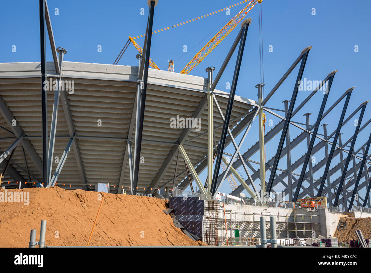 Il Governo del NSW è in costruzione nuovi 30000 sede western sydney stadium sul sito dell'ex Parramatta piscina, Sydney, Australia Foto Stock