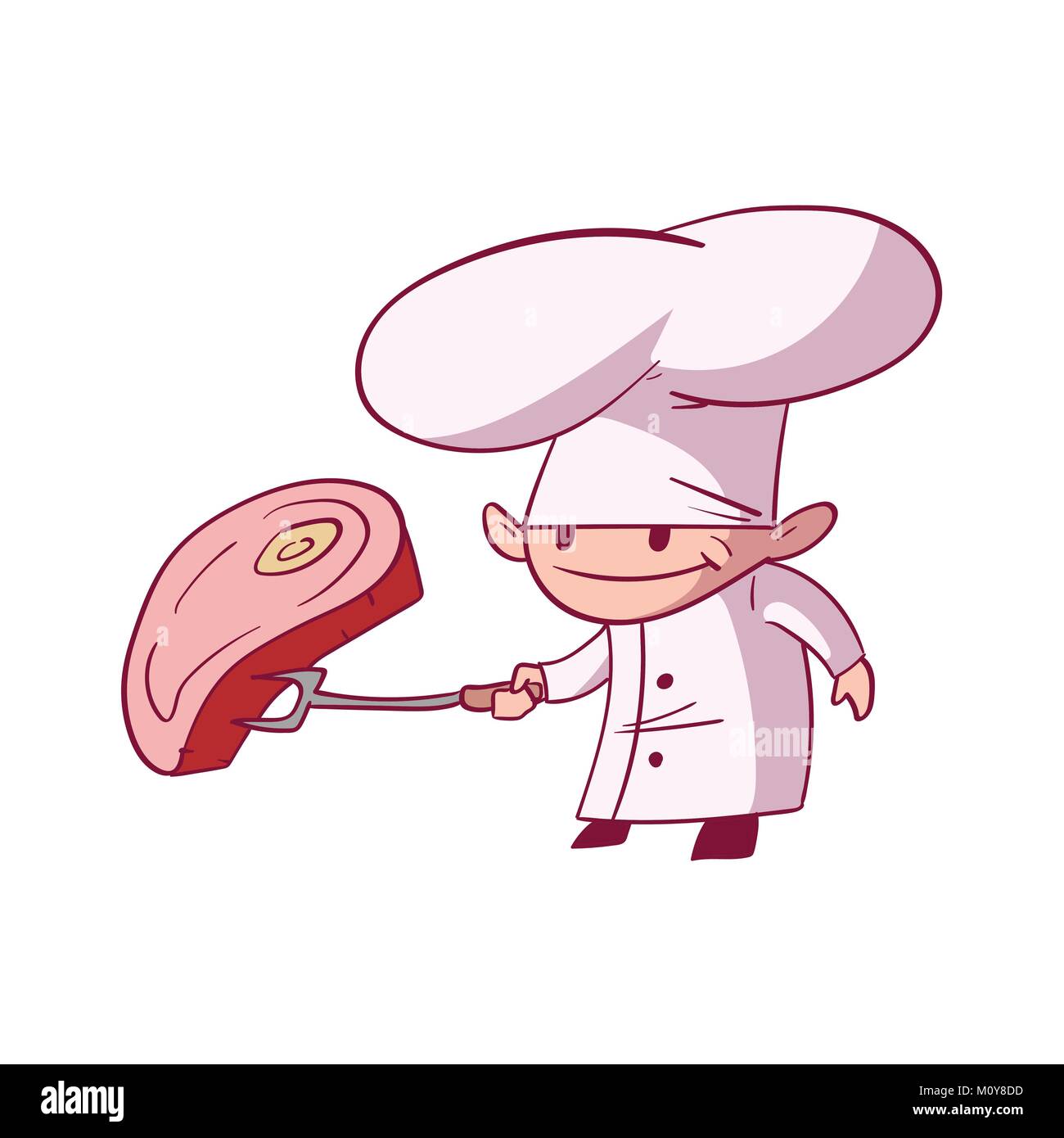 Colorata illustrazione vettoriale di un cartoon chef Illustrazione Vettoriale