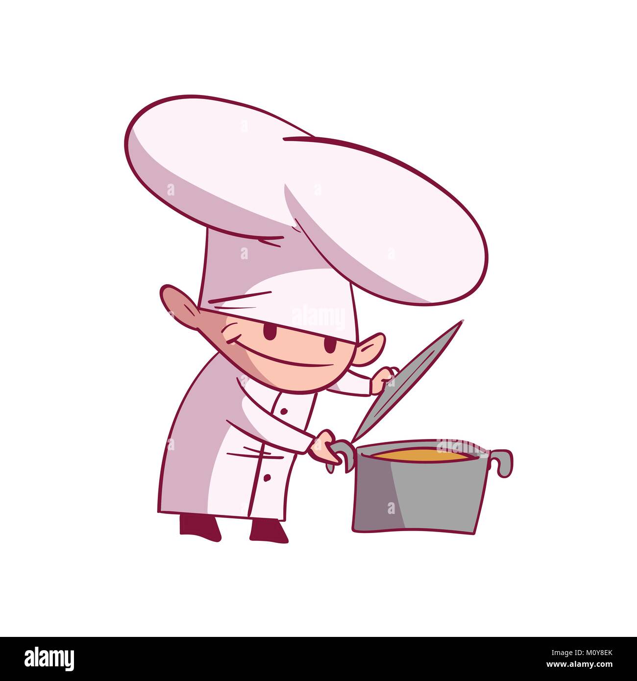 Colorata illustrazione vettoriale di un cartoon chef Illustrazione Vettoriale