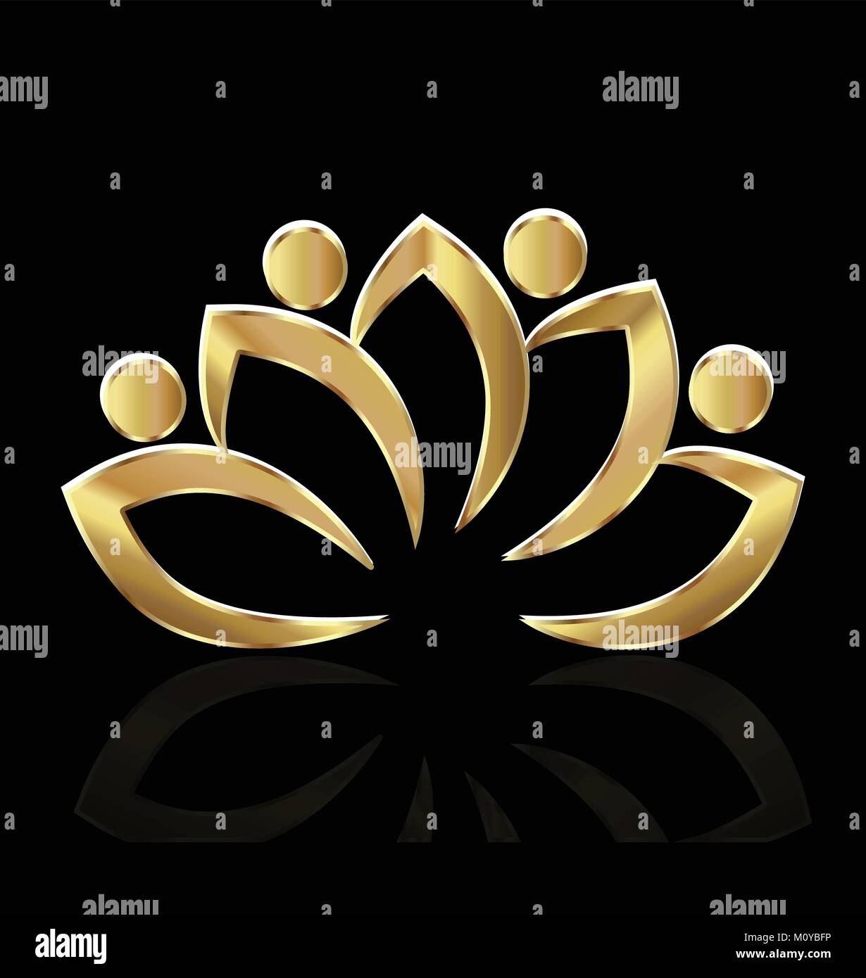 Oro persone lotus flower vettore logo Illustrazione Vettoriale