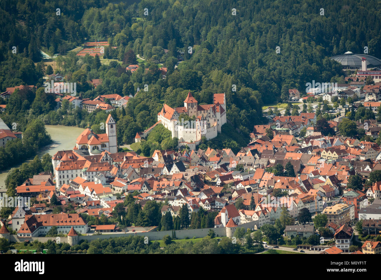 Vista aerea di Hohenschwangau, Baviera, Germania Foto Stock