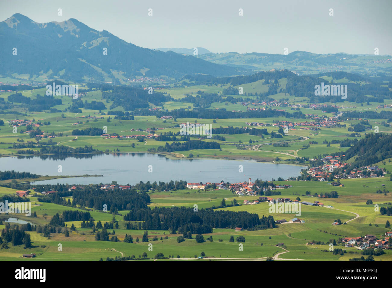 Vista aerea di Hopfen am See, 87629 Füssen, Baviera, Germania Foto Stock