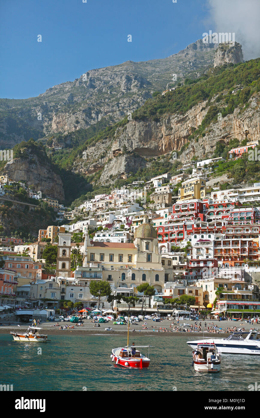 Vista sulla città, Positano, Costiera Amalfitana Campania,Italia Foto Stock