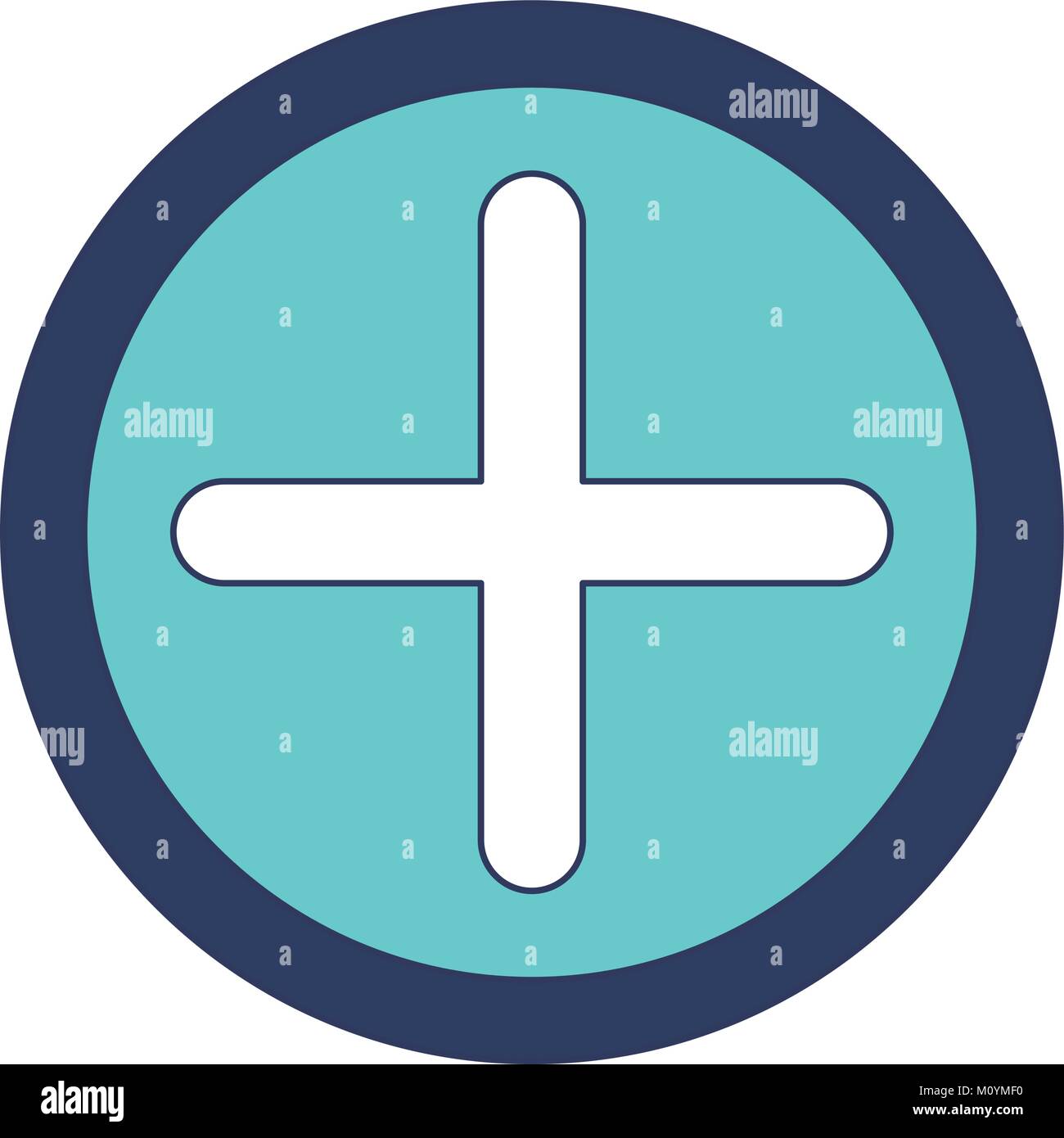Icona più nel cerchio in blu colore sezioni silhouette Immagine e  Vettoriale - Alamy