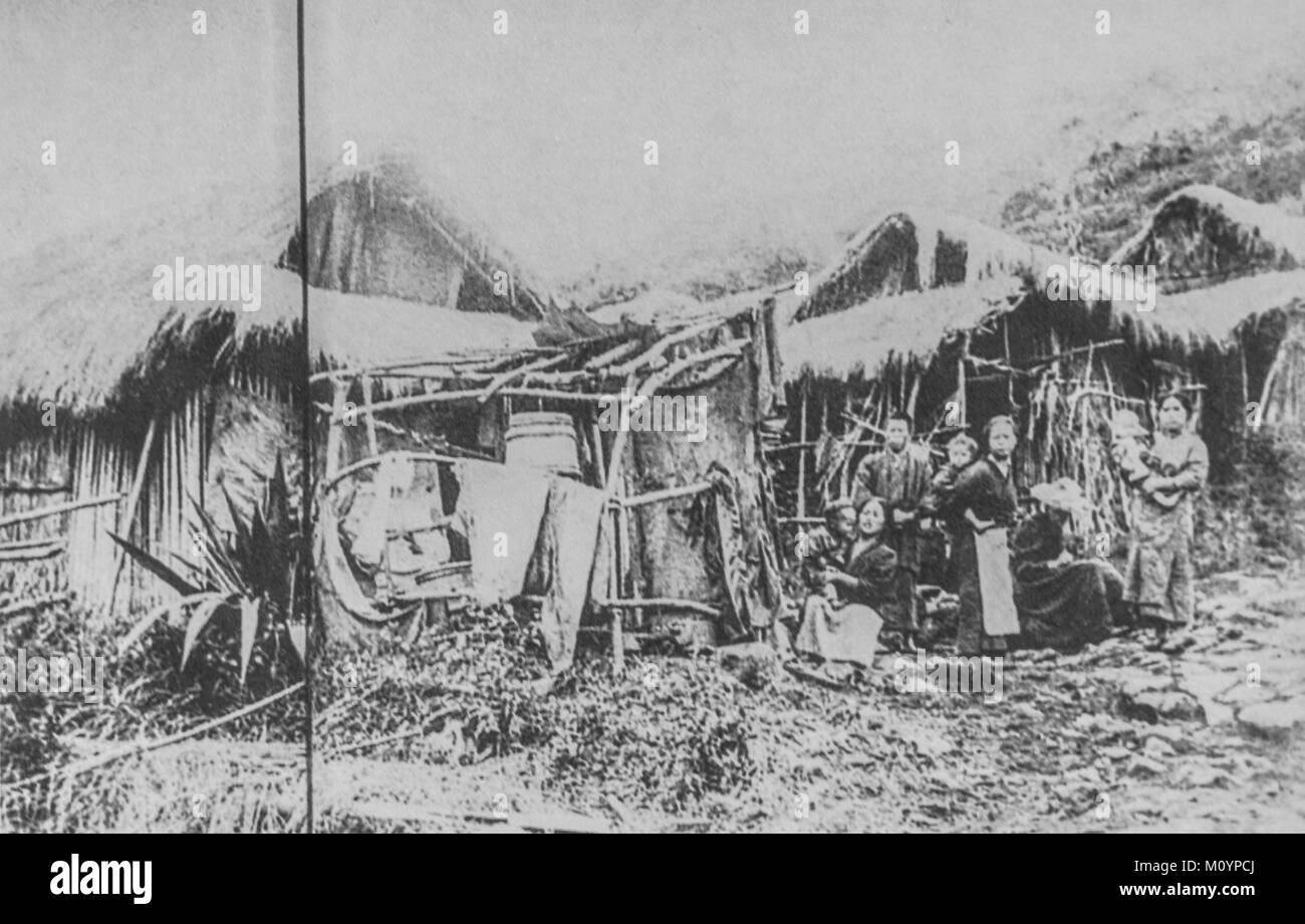 Casa di giapponesi immigrati nelle Hawaii c1885. Foto Stock