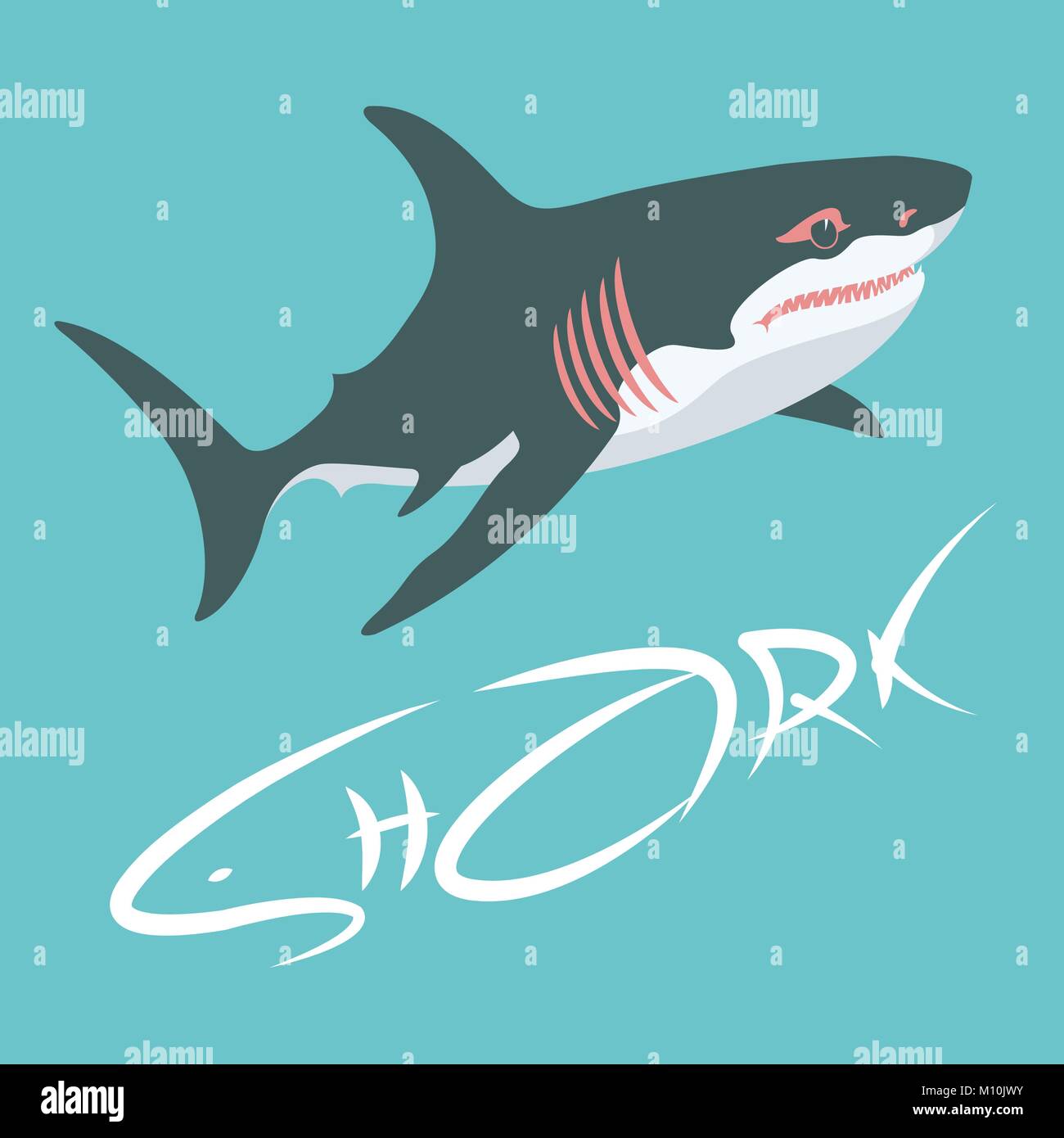 Shark illustrazione vettoriale in stile appartamento vista di profilo Illustrazione Vettoriale