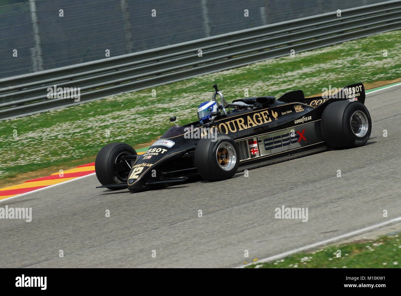 Sul circuito del Mugello il 1 aprile 2007: Sconosciuto eseguito su Classic F1 auto 1981 Lotus 88 sul circuito del Mugello in Italia durante il Mugello Historic Festival. Foto Stock