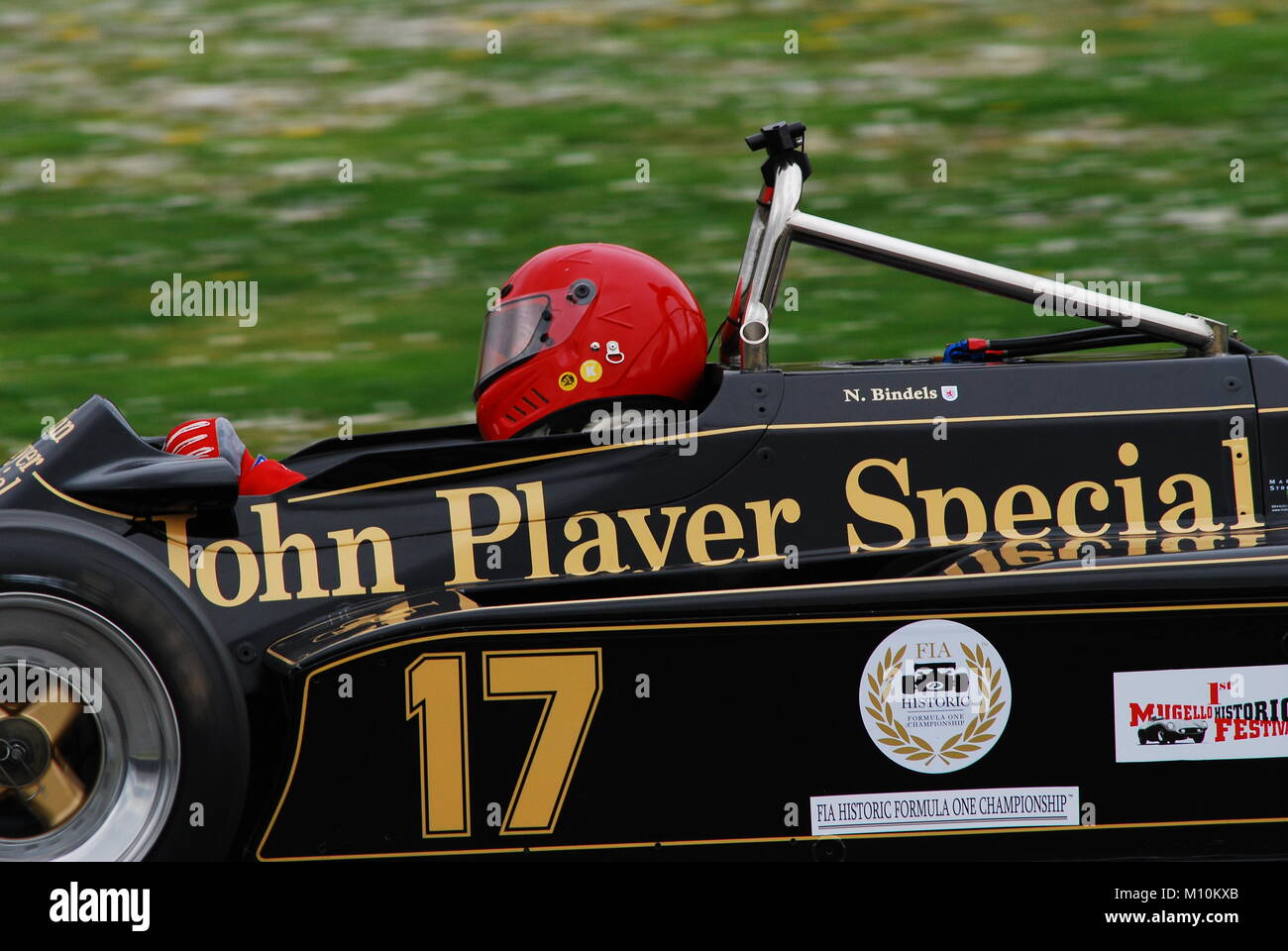 Sul circuito del Mugello il 1 aprile 2007: Sconosciuto eseguito su Classic F1 auto 1982 Lotus 91 John Player Team Lotus sul circuito del Mugello in Italia durante il Mugello Historic F Foto Stock