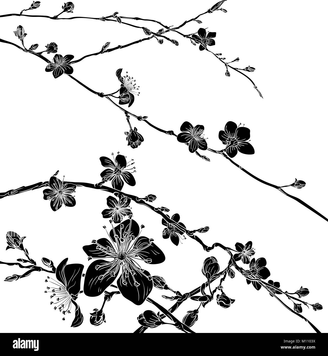 Fiore di Ciliegio fiori la configurazione di sfondo Illustrazione Vettoriale