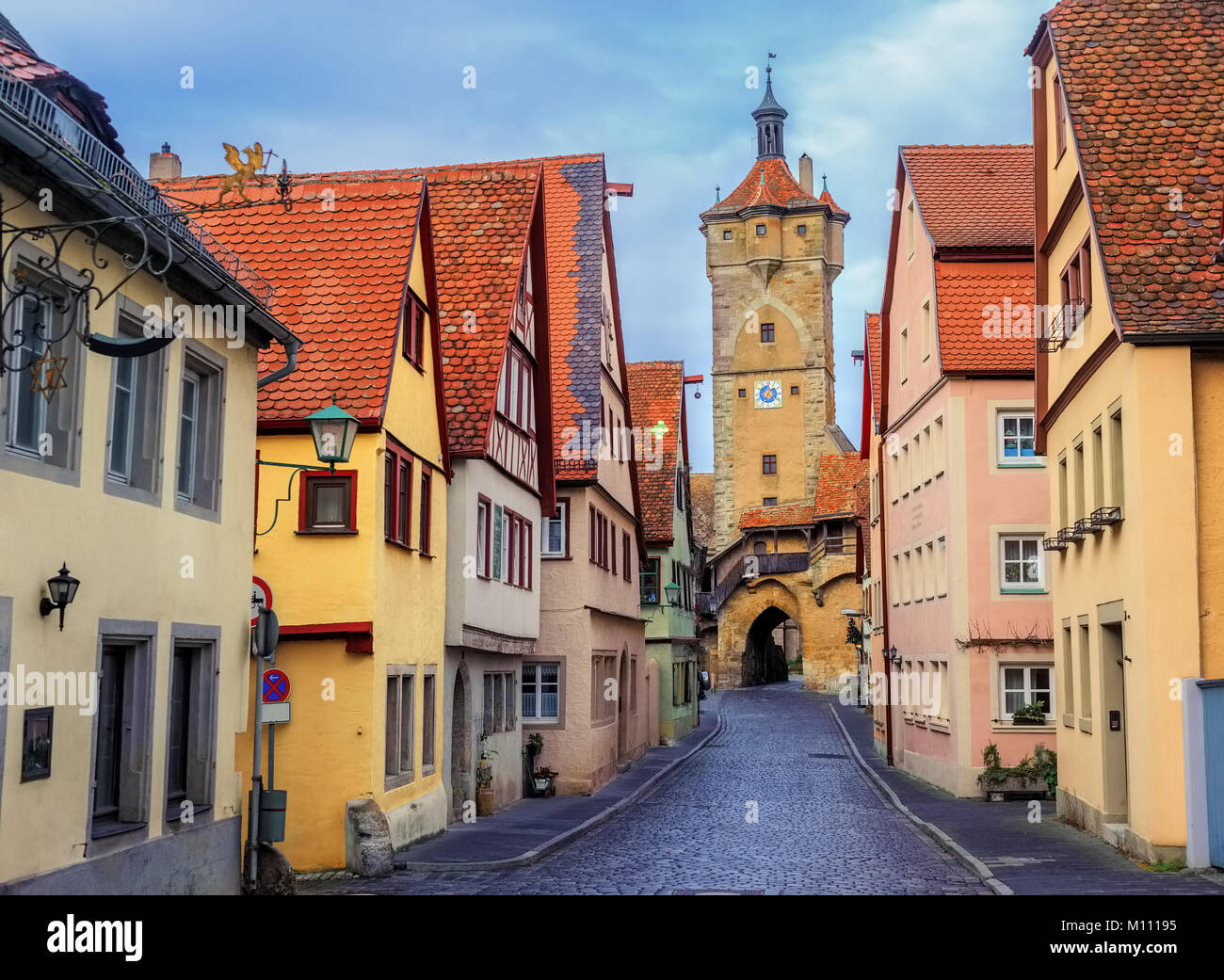 Klingentor Porta e torre a Rothenburg ob der Tauber Città Vecchia, Germania Foto Stock
