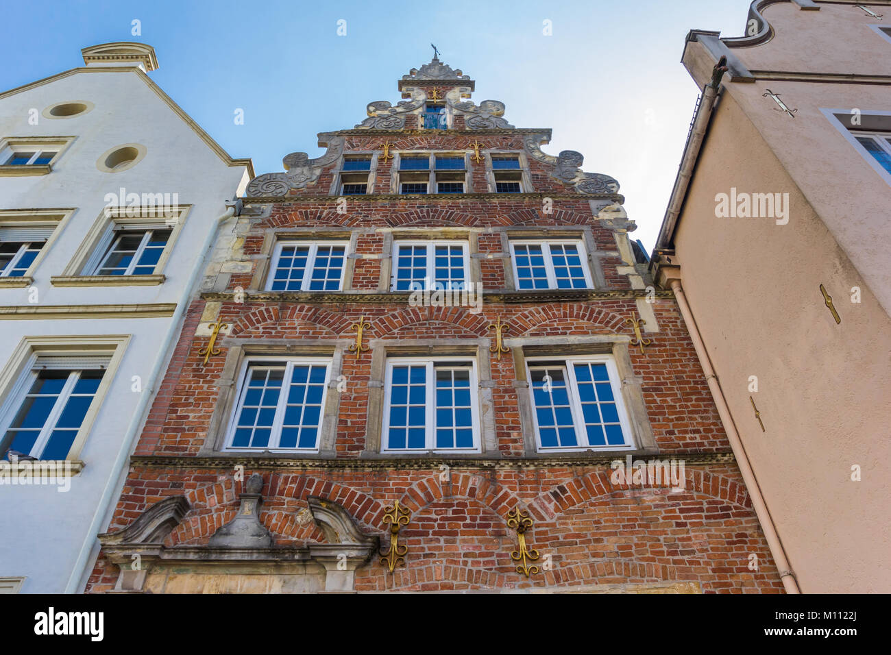 Vecchia casa in mattoni rossi in Warendorf, Germania Foto Stock