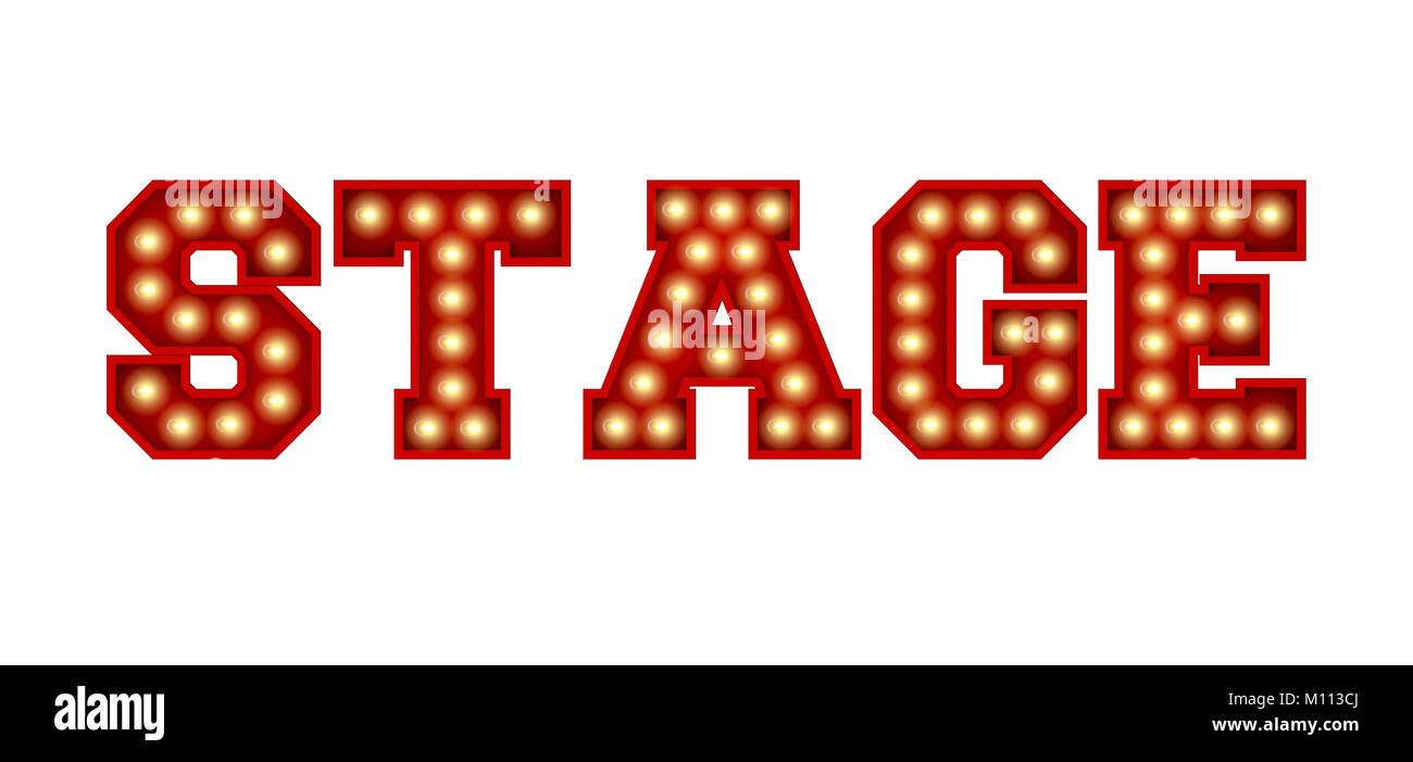 Fase parola fatta dal rosso vintage lampadina lettering isolate su un bianco. Il rendering 3D Foto Stock