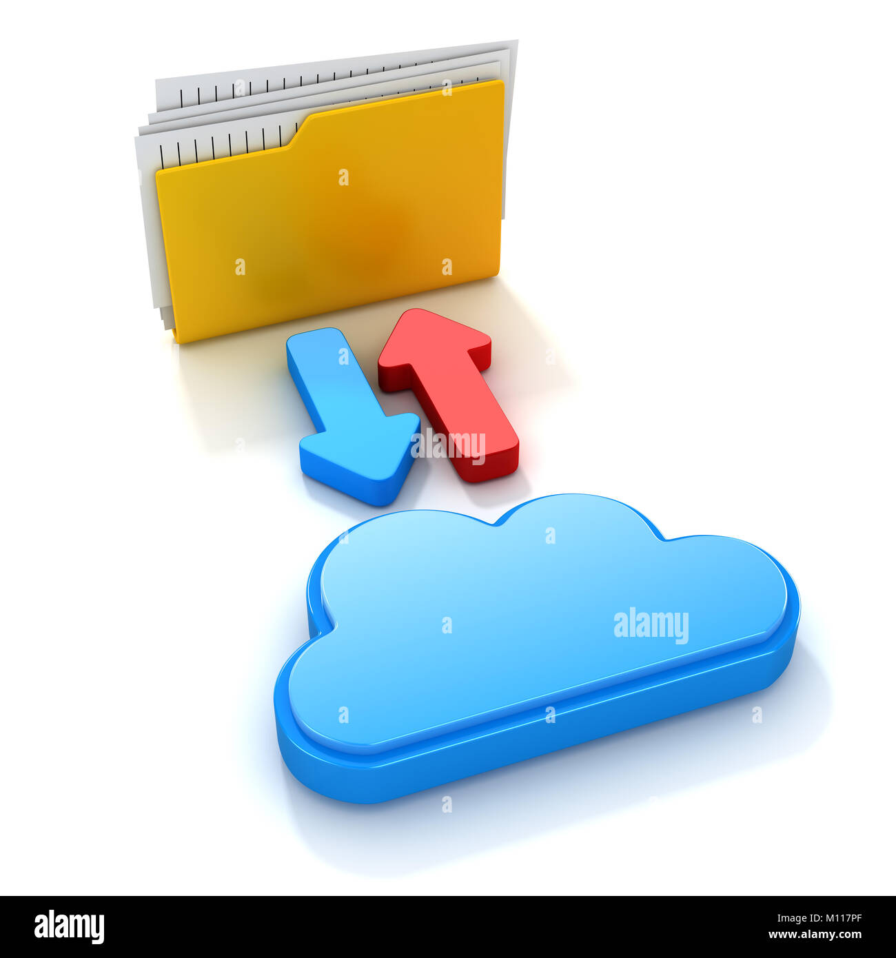 Il trasferimento dei dati concetto , questo è un rendering 3d generate computer immagine. Isolato su bianco. Foto Stock