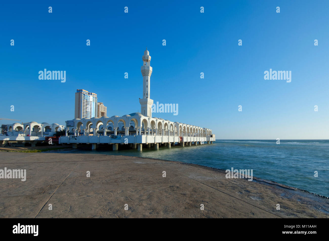 Al Rahma Mosque al costo di Jeddah, Arabia Saudita Foto Stock