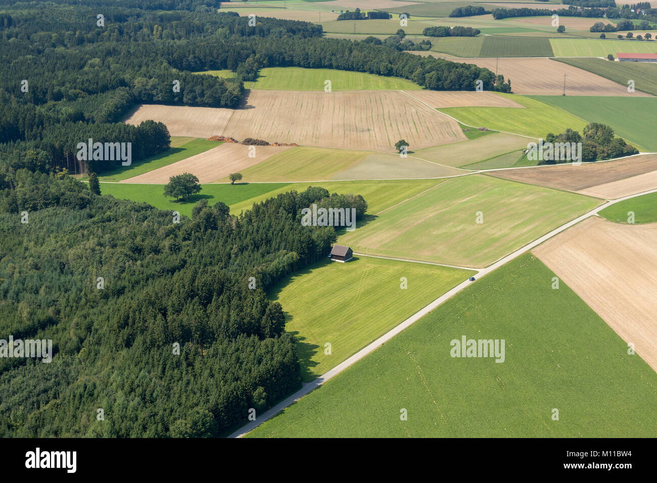 Vista aerea offende vicino Türkenfeld, Baviera, Germania Foto Stock