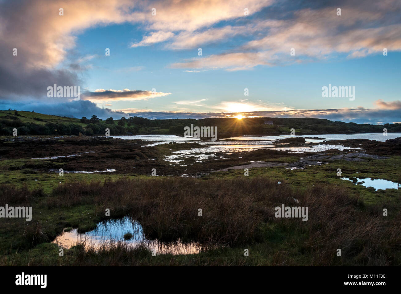 Punto Loughros tramonto, vicino a Ardara, County Donegal, Irlanda Foto Stock