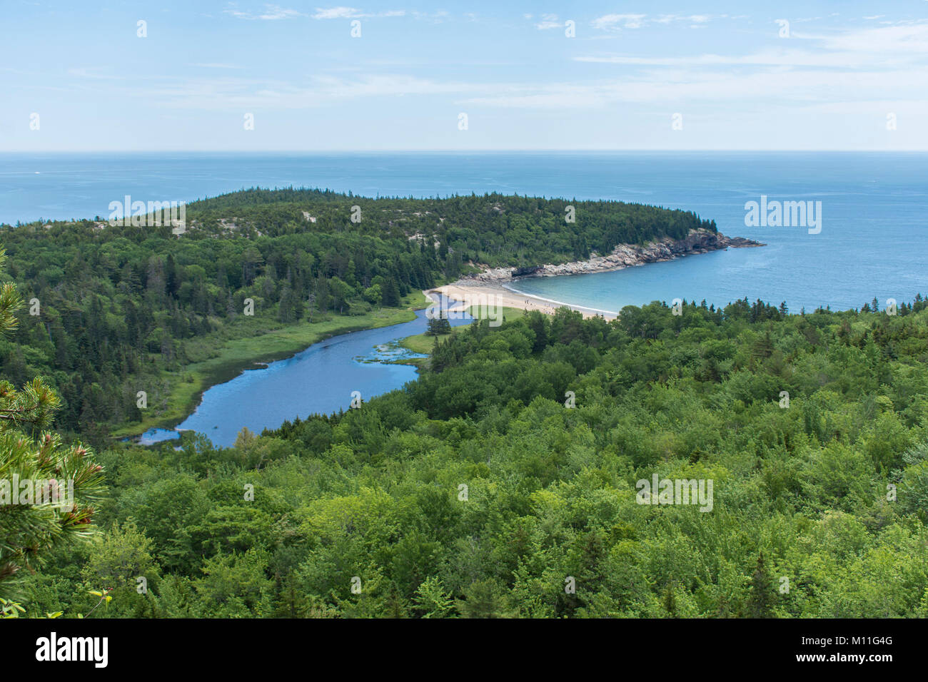 Vista dall'Alveare Trail nel Parco Nazionale di Acadia, Maine, Stati Uniti. Foto Stock