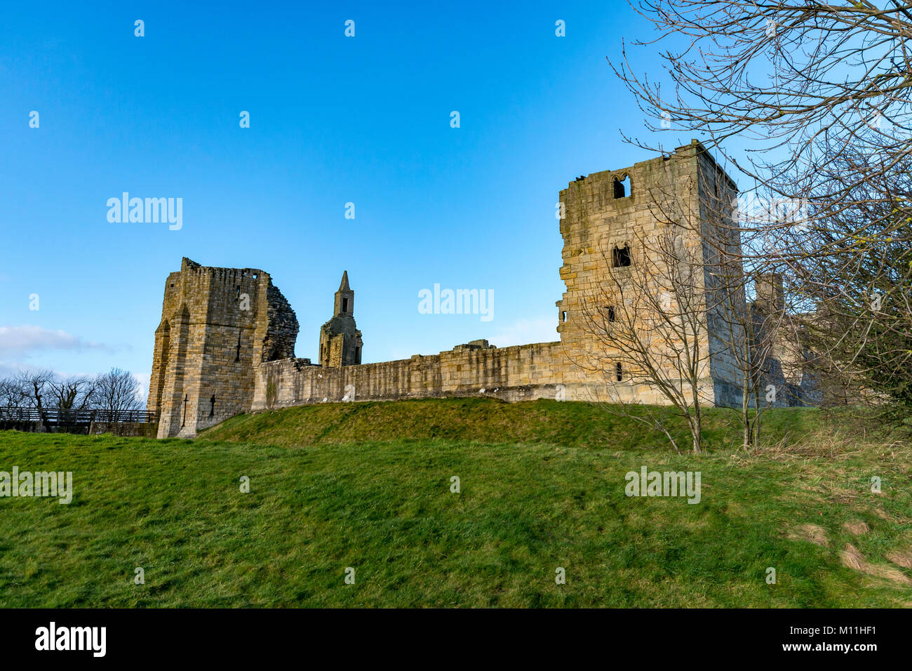 Il castello di Warkworth, Northumberland, Regno Unito Foto Stock