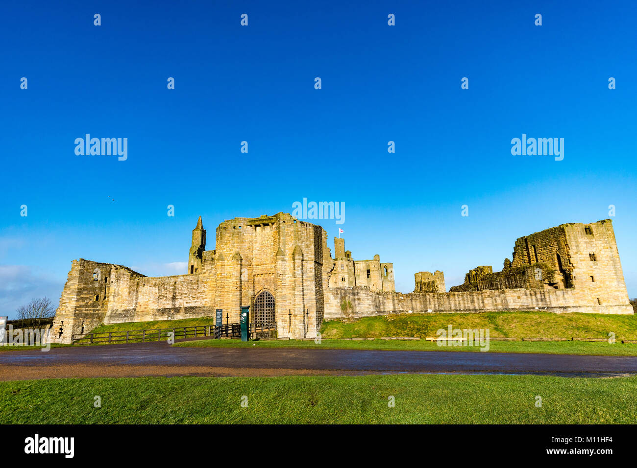 Il castello di Warkworth, Northumberland, Regno Unito Foto Stock