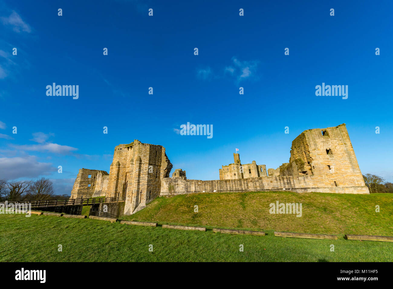 Il castello di Warkworth, Northumberland, Regno Unito Foto Stock