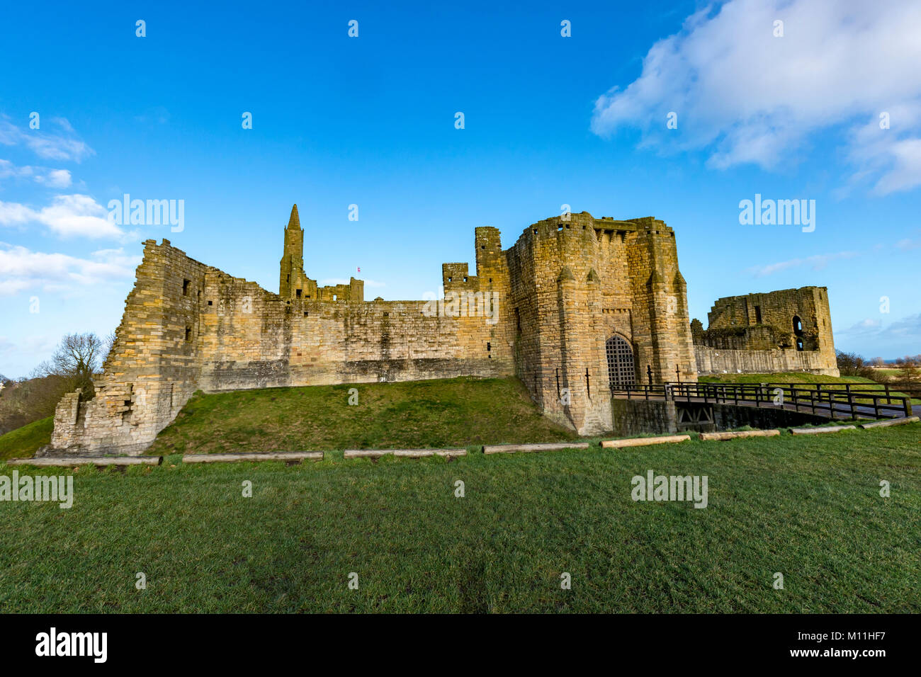 Il castello di Warkworth, Northumberland, Regno Unito Foto Stock