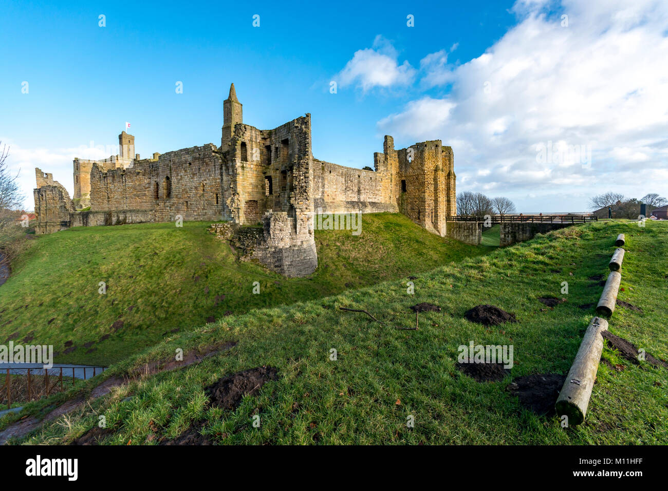 Il castello di Warkworth, Northumberland, Regno Unito Foto Stock