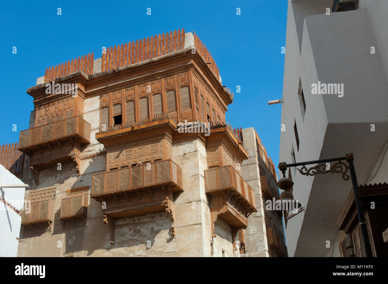 Jeddah Città Vecchia di edifici e strade, Arabia Saudita Foto Stock