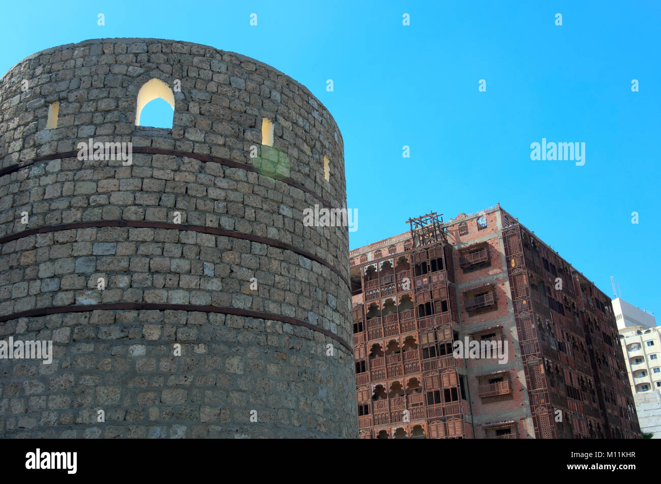 Jeddah vecchia porta della città Dettaglio, Arabia Saudita Foto Stock