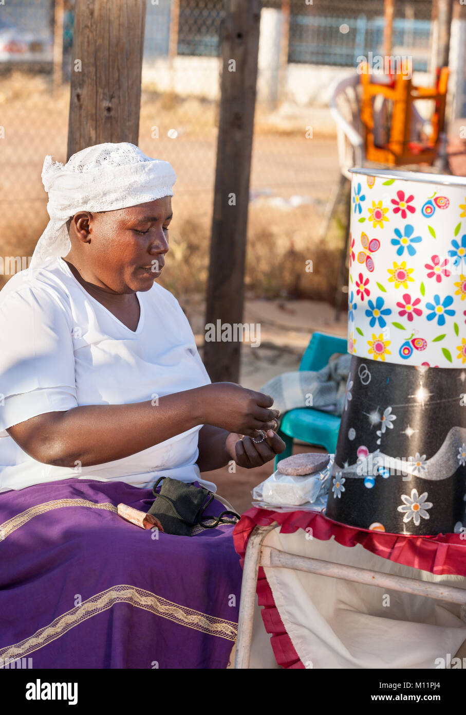 Zezuru donna africana venditore ambulante Foto Stock