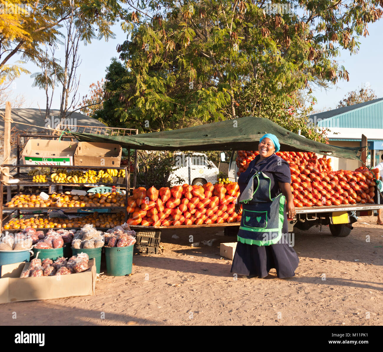 Donna africana venditore ambulante Foto Stock