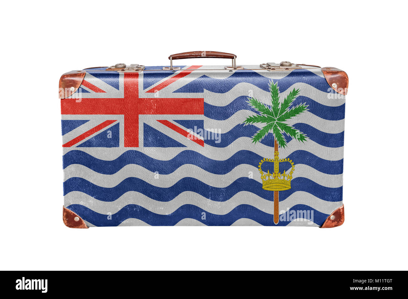 Vintage valigia con Territorio britannico dell'Oceano Indiano bandiera Foto Stock