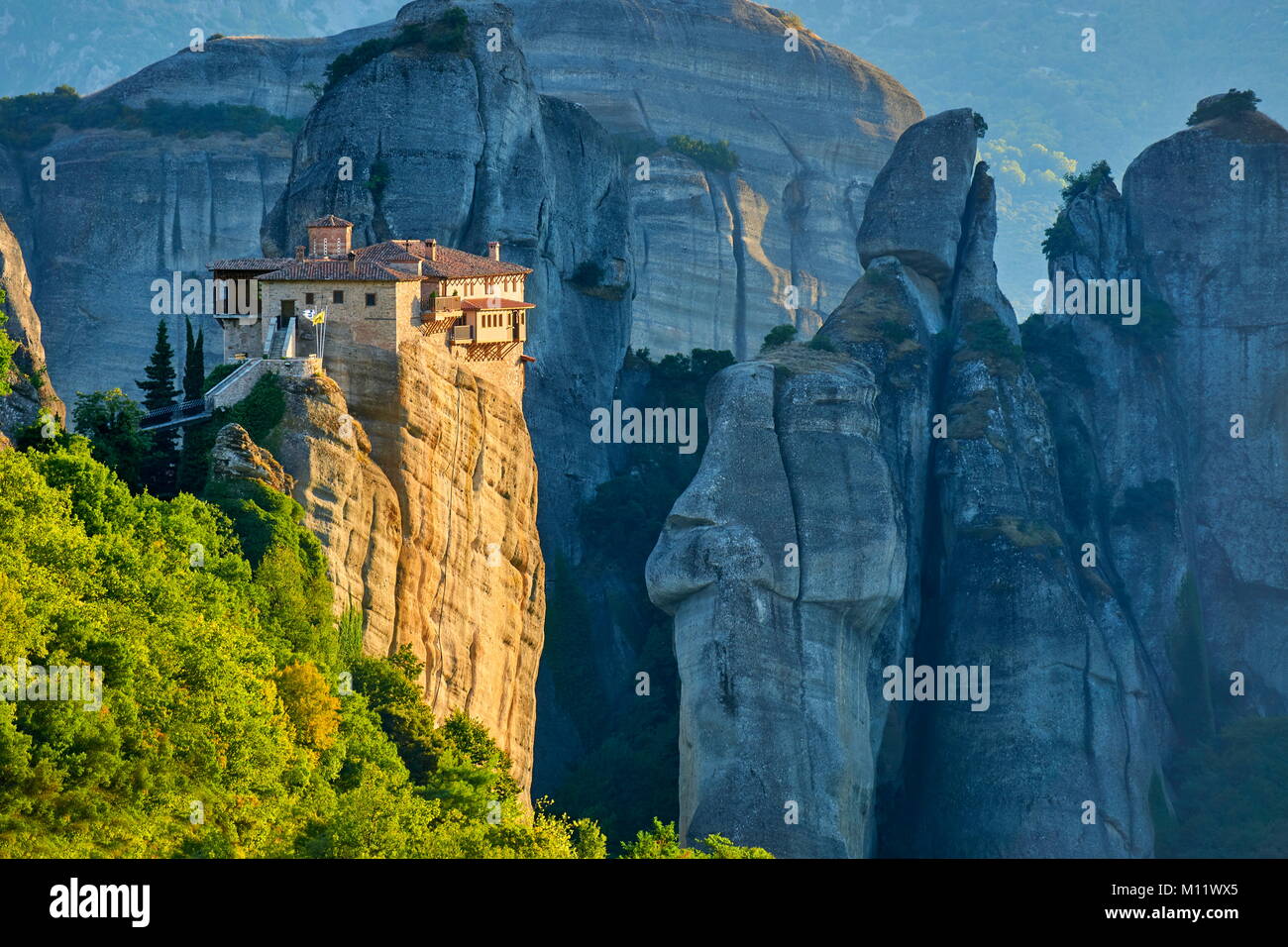 Roussanou Monastero di Meteora, regione di Trikala, Grecia Foto Stock