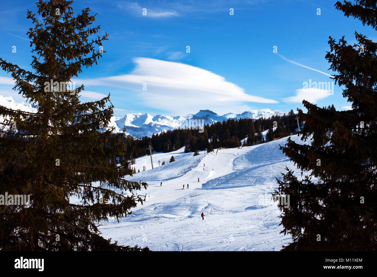 In inverno il paesaggio di montagna Gran Massiccio Francia Foto Stock