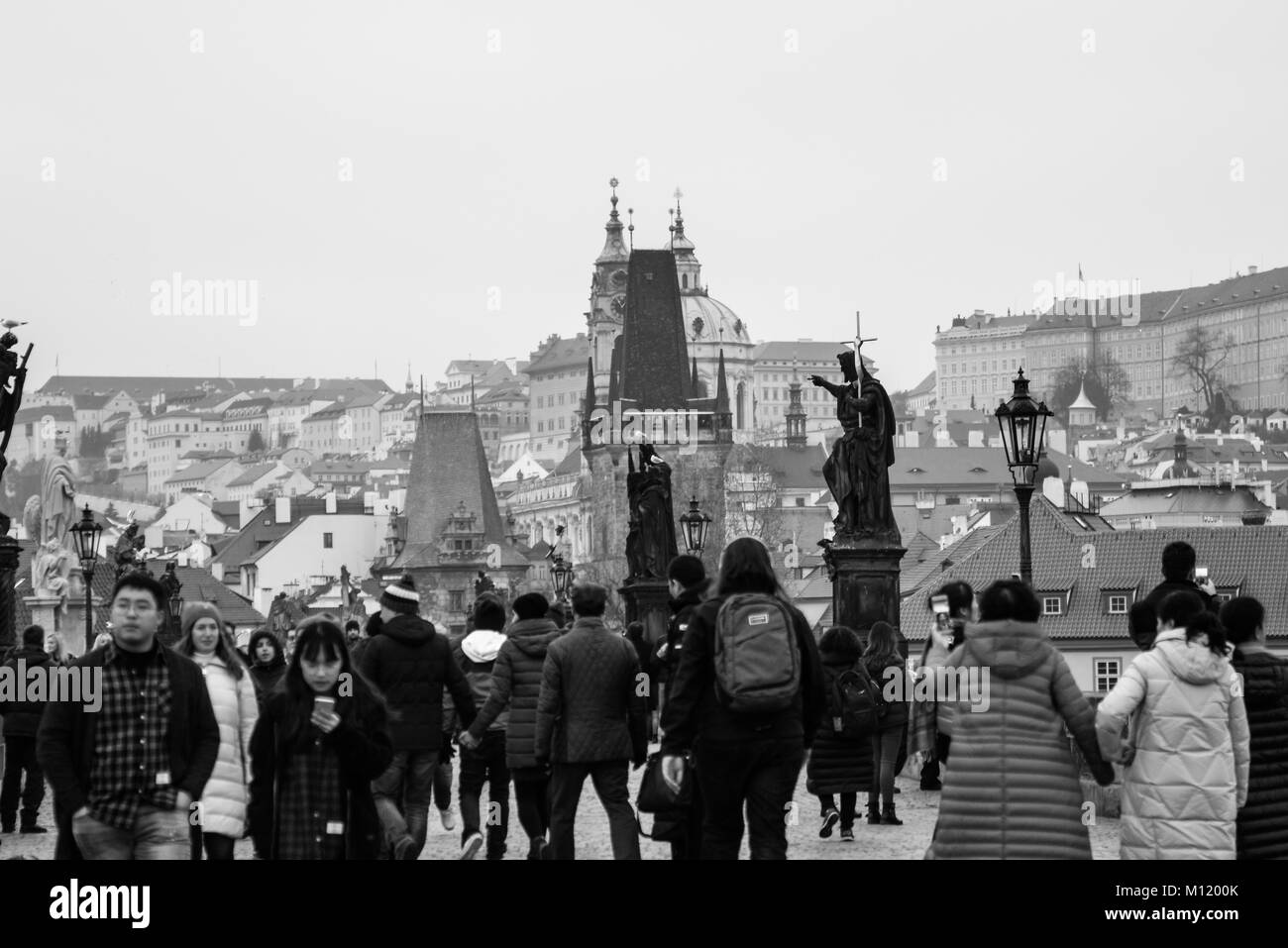 Charles Bridge, Praga, Repubblica Ceca, Gennaio 2018 Foto Stock