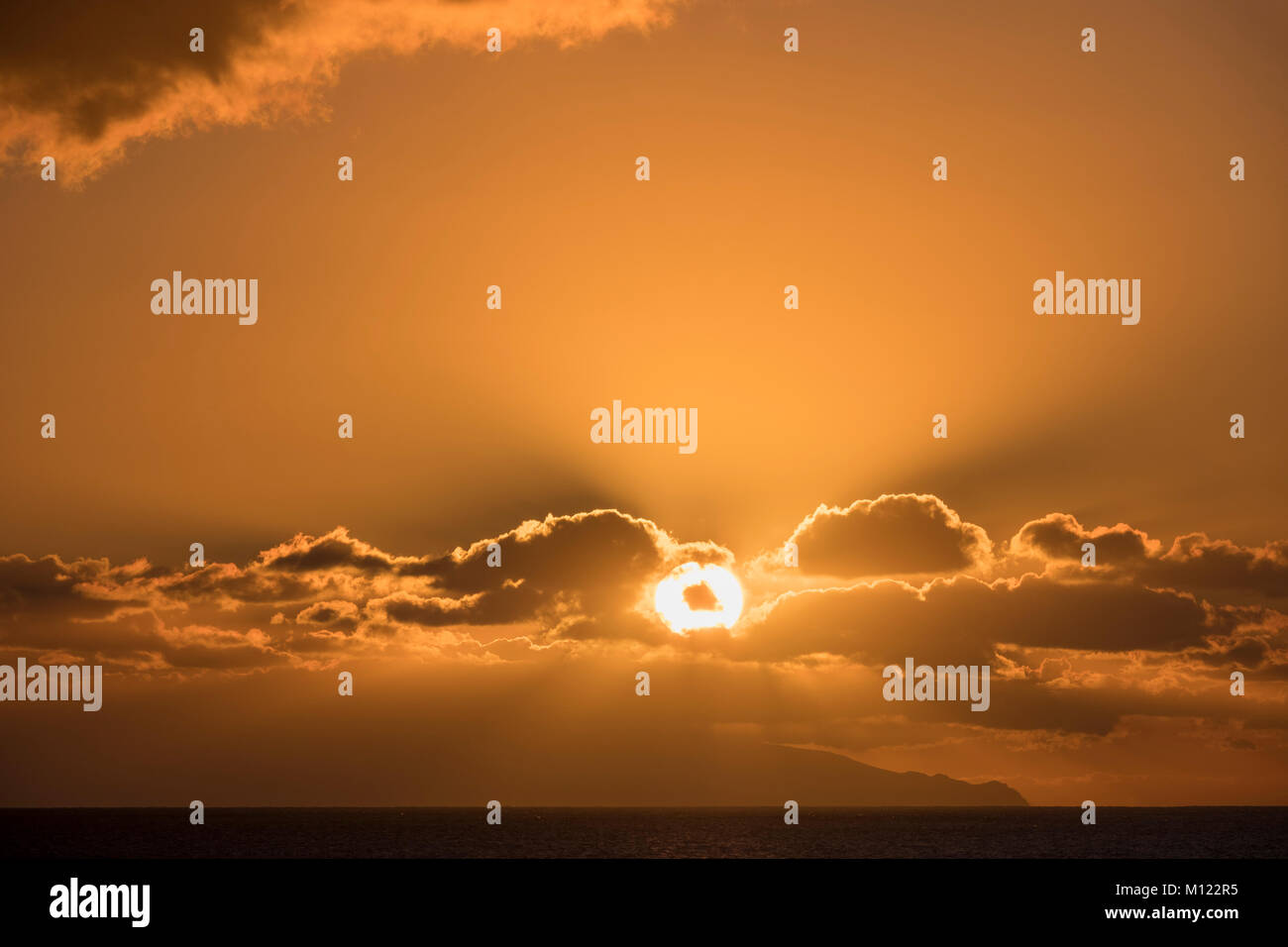 Tramonto su El Hierro Island,Atlantic,La Gomera,Isole Canarie,Spagna Foto Stock