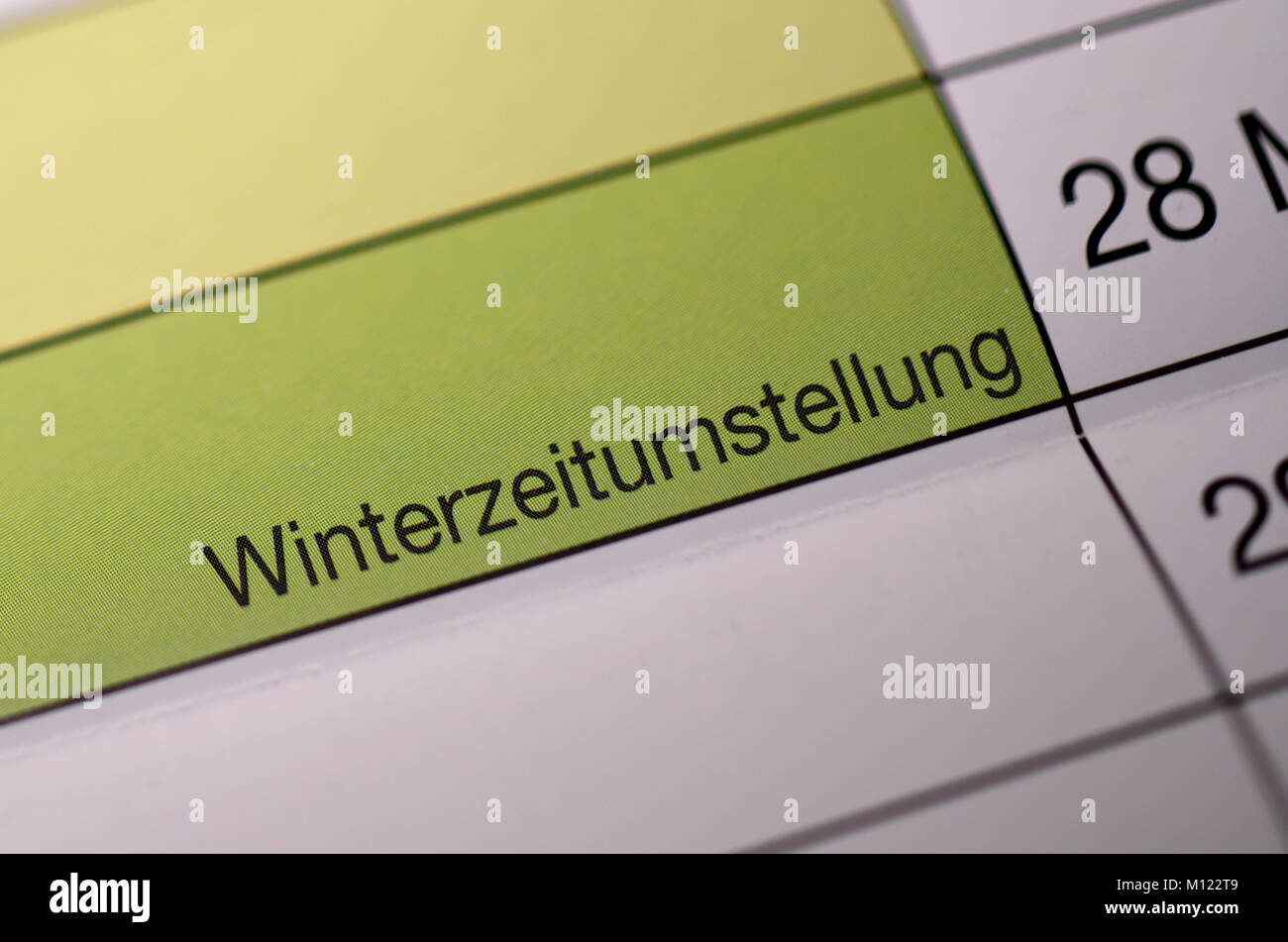 Calendario tedesco,cambio ora solare Foto Stock