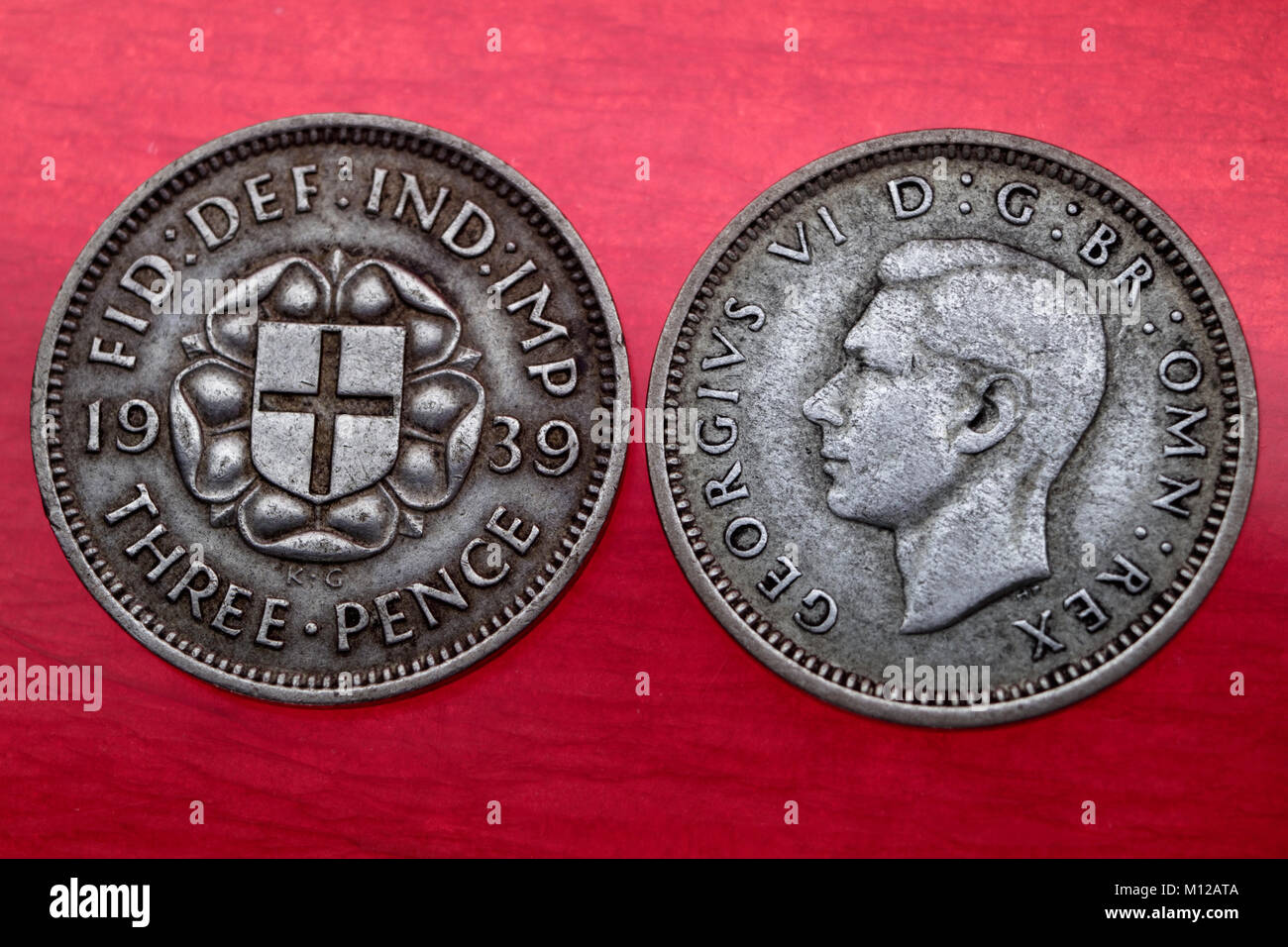 Regno Unito threepence argento dal 1939 Foto Stock