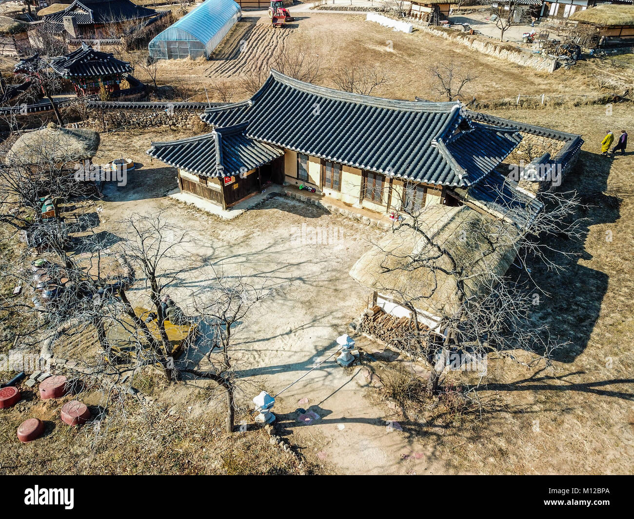 Villaggio Obong-Ri o Wanggok Village, Casa Coreana tradizionale, Gangwon-do Provincia, Corea del Sud Foto Stock